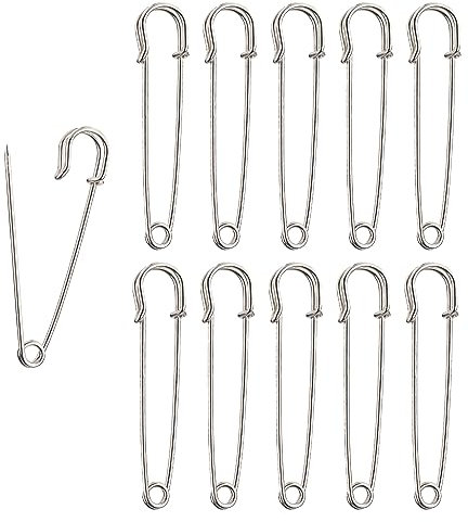 Kilt Pins 10pcs - Heavy Duty Safety Pins, 4 inch/100cm Long, Ideal for Clothes, Blankets & Napkins