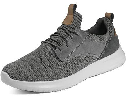 Bruno Marc Men's Slip On Summer Trainers Lightweight Sneakers Casual Stand on Air Walking Shoes, Lace Up Breathable Shoes,Size 9,Grey,Walk_Work_01