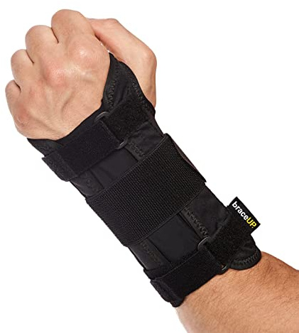 BraceUP Handgelenkstütze mit Metall Linke und Rechte Hand - Handgelenkbandage, Handgelenk Bandagen, für SehnenscheidenEntzündung (L/XL, Linke Hand)