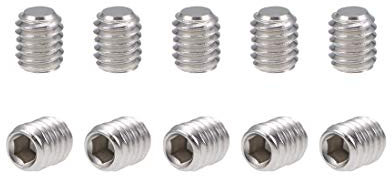 sourcing map 50Pcs M4x5mm Interno Hexagonal Enchufe Conjunto Prisioneros Tornillos Punta Plana Acero Inoxidable 304 Tornillo