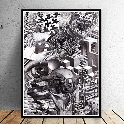BBSJX Puzzle 1000 Pezzi Escher Jigsaw Puzzles Arte Geometrica Surreale Adulti Puzzle in Legno Picture Child Teen Open Up Pensiero Artistico Jigsaw Game Puzzle Classici 75X50Cm