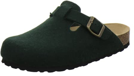 AFS-Schuhe Zapatillas de estar por casa para mujer, de fieltro, cómodas, cálidas y cálidas, fabricadas en Alemania, 26900, verde oscuro, 38 EU