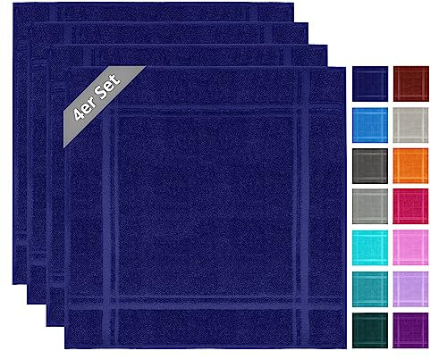 Lashuma Frottee Trockentücher Küche 4er Set 50x50 cm, London Geschirrhandtücher Marine - Blau