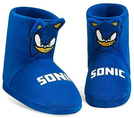 SONIC THE HEDGEHOG Hausschuhe Kinder Jungen - 3D Hausschuhe für Jungen und rutschfeste Sohle in Größe 28-36 (Blau Bootie, 34)