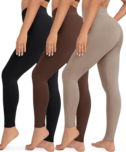 VALANDY Creamlush 3 Pack Leggings for Women High Waisted Tummy Control Leggings Buttery Soft Yoga Pants（S-5XL）