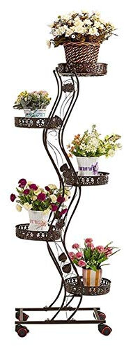 SWEGN Supports de plantes Supports de fleurs Présentoir 3 couleurs Support de fleurs Support de pot de fleurs Support de plantes en fer avec roues Support de fleurs intérieur sur pied Y (Couleur :