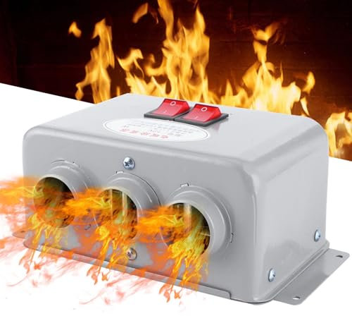 Auto Heizung, 12V, 600 W – 800W, Tragbarer Auto Entfroster, 3Loch 12 Volt Heizung für Auto, Dual Gang-Schalter Entfroster für Auto Windschutzscheibe, Geräuscharmer