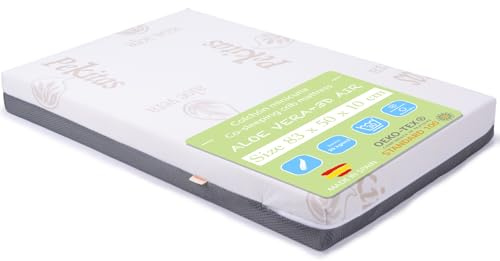 PEKITAS Co-Sleeping-Matratze für Kinderbetten, 50 x 83 cm, Dicke 10 cm, atmungsaktiv, Hybrid, wendbar, doppelseitiger Bezug, abnehmbar, waschbar, fest, erstickungshemmendes Babybett