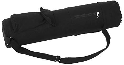 Yogamatta Väska, Svart Canvas Yogamatta Förvaringsväska Passar Alla Storlekar Mattor Yogaväska Full Dragkedja Bärväska Mattskydd med Justerbar Rem