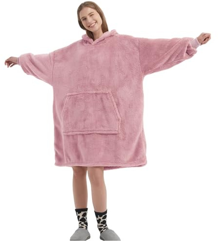 FELOVE es una Sudadera con Capucha y Mangas con un Bolsillo Grande, Que es una Manta portátil Ultra Suave y cómoda para Adultos, y Que es cálida y Tiene una Talla única.