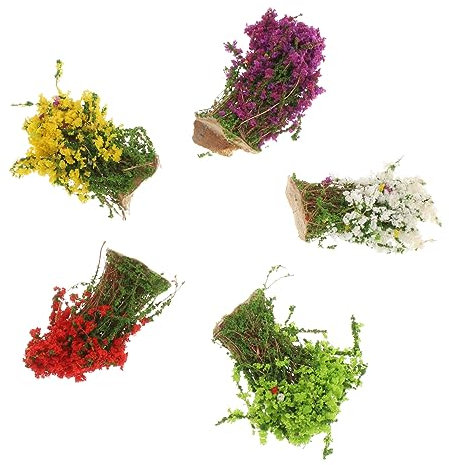 FUNOMOCYA Mini-arbustes en Résine 5 Pièces, Ornements Décoratifs Réalistes