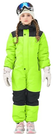Owntop Mono de Nieve para Niños - Traje de Esquí Cálido de Una Pieza para Niños y Niñas, Traje de Nieve Ligero e Impermeable para Invierno, Traje para Snowboard para Bebés (Verde,7-8 años)