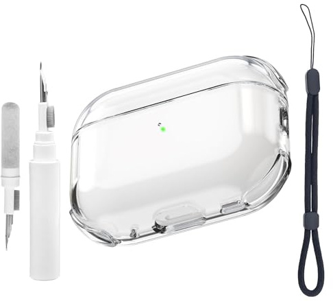 Teyomi Transparent Case Compatible with Airpods Pro 3 with Cleaning Kit, Soft TPU Protective Case Compatible with AirPods Pro 3nd Generation with Hand Strap, Wireless Charging, Shockproof (Clear)