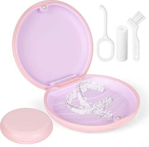 Flintronic Tandställdose, 1 st Tandställdose med uttagsverktyg Aligner Chewies och borste, Dose Tandskydd, Knirskskydd Gebissdose för resor och daglig användning