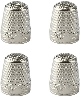 Wellrun 4pcs Sewing Thimble Finger Protectors,Metal Finger Guard,Embroidery Fingertip Rings for Tailors and DIY Sewing Projects