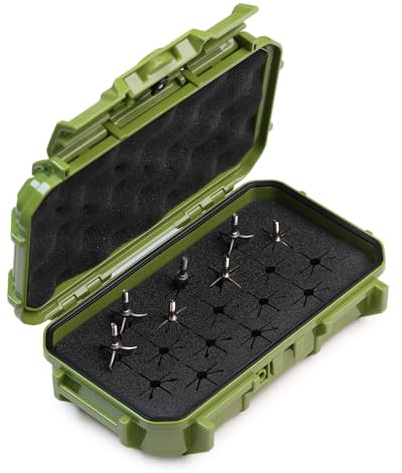 Evergreen Broadhead Dry Box Case – 17 Fixed Blade Broadheads Organizer Archery Storage Box, USA Made, Waterproof IP67, USA Made, Custom Foam Protection, TwistLock Locking Latch, Durable Polycarbonate