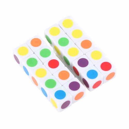 POENVFPO Color Dot Dice 6 Colors Teaching-tärningar Rät Vinkel för Brädspel Digital Undervisning för Barn Slitstarkt