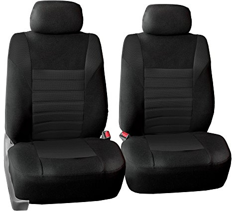 FH GROUP Car Seat Covers Front Set Premium 3D Air Mesh - Low Back Car Seats with Removable Headrest, Universal Fit, Automotive Seat Cover, Airbag Compatible for SUV, Sedan, Van Black