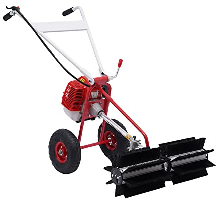 Barredora de gasolina, colector de hojas, pala de nieve, 1,25 kW (1,7 CV) 43 CC, 2 tiempos, 600 mm de ancho, arranque eléctrico, sistema de cambio rápido, dispositivo quitanieves