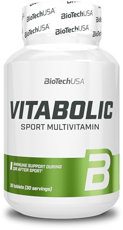 BioTechUSA Vitabolic Multivitamin | Refuerzo Inmunológico, Energía y Rendimiento | Complejo Antioxidante | 11 Vitaminas, 7 Minerales, Colina, Inositol | Vegano, Sin Gluten | 30 comprimidos
