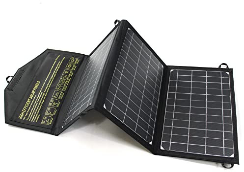 21W Cargador Solar Portátil, Cargador de batería Solar Plegable 3 Paneles Impermeable, con Puertos USB duales para Camping, iPhone, iPad, Samsung Galaxy LG teléfonos móviles y Dispositivos