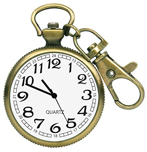 FUNGORGT Orologio da tasca minimalista ultra sottile vintage rotondo classico tascabile con fibbia chiave orologio da tasca