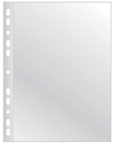 Q-Connect KF11190 Prospekthülle/Klarsichthüllen Genarbt A4-50 Stück/Verbreiterte Seiten/Oben Offen Klarsichthüllen Sicht-Hüllen Gelochte Plastikhülle/Transparent 100 mikron