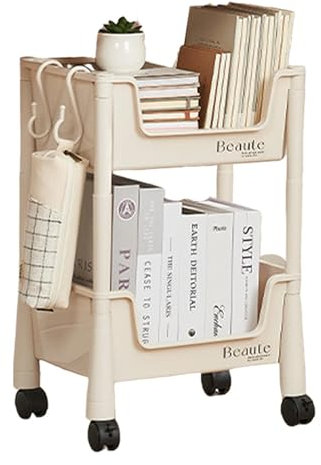 Rolling Utility Cart - Utility Cart Rolling Book Cart - Aufbewahrungshalter für kosmetische Papierwaren, abnehmbare Lagereinrichtung, 2/3/4 Ebenen, multifunktionaler Lagerwagen für Küche in Novent