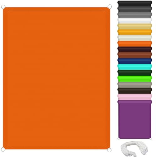 Sonnensegel Wasserdicht 3.5 x 5 m Sonnenschutz 95% UV Schutz Windschutz Reißfest Wetterfest Terrassenüberdachung Schattiernetz für Terrasse Garten Balkon, Orange
