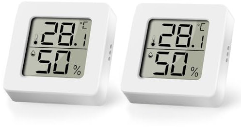 AiQInu 2 Piezas Mini Termometro Higrometro, Digital Higrómetro Interior, Magnético Termohigrometro Alta Precisión, Medidor de Temperatura para Hogar Oficina Dormitorio Jardín