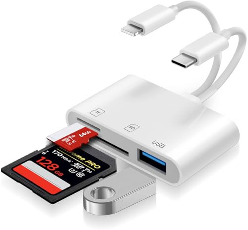 Loydia 3 in 1 USB C Micro SD Kartenleser, SD-Karten Adapter für iPhone, Lightning Kamera Kartenleser SD/TF Speicherkarte Adapter, Plug & Play, SD Card Reader for iPhone, Laptop, Tablet, Huawei, Xiaomi