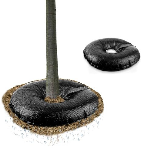 Anello di Irrigazione 60cm con Sacchetto d'Acqua | Sistema Automatico per Alberi e Piante | Riserva Umidità 30 Giorni (Esterno/Interno) | Riempimento Acqua Piovana + Sacchetto Irrigazione