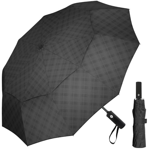 Satol Ombrello da golf grande, 116/137/157/157 cm, antivento, 10 costole, apertura e chiusura automatica, doppia tettoia ventilata, portatile, pieghevole, ombrello compatto per esterni UPF 50+, sole e