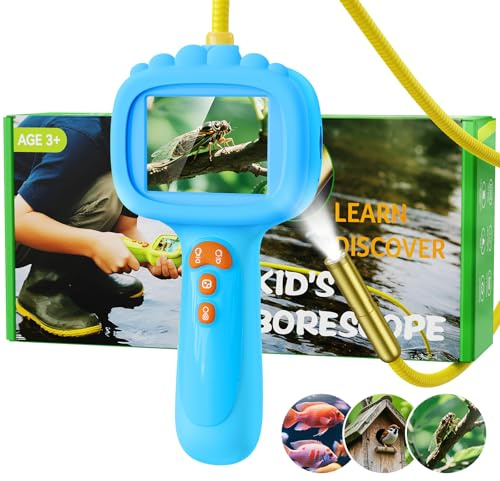 Endoscopio bambini, Camera bambini 1080P, Gioco STEM per esplorazione all'aperto, giardino, campeggio e natura, Migliori regali di compleanno per ragazzi e ragazze di 4, 5, 6, 7, 8, 9, 10 anni(blu)
