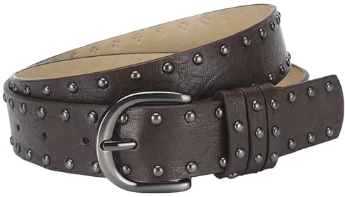 AIEOE Ceinture en Cuir PU Unisexe pour Femmes et Hommes pour Jeans Carnaval Ceinture Punk à clous Cowgirl Y2K Hip Hop 3,3 * 107 cm Marron Foncé