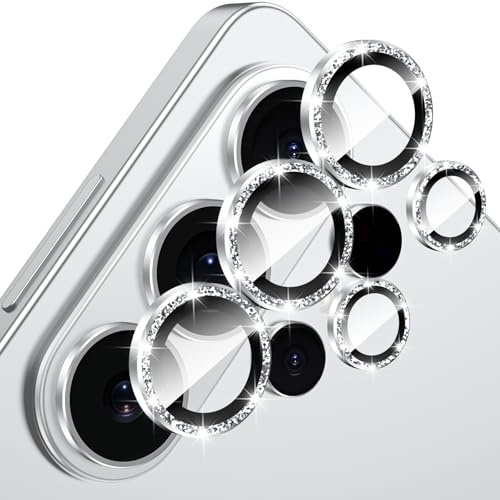 Fewdew för Samsung Galaxy S26 Ultra kameralinsskydd, 9H härdat glas, anti-skrapa, fodralvänlig, metall individuell ringkamera skärmskydd fodral för S26 Ultra, glitter