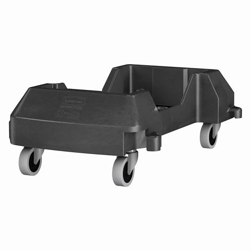 Rubbermaid Commercial Products Slim Jim Container Trash Can Trolley/Dolly with Wheels, Black, Resin, Easy Transport/Maneuverability of 16/23 Gallon Slim Jim Containers/Recycling