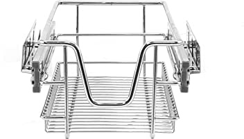 KuKoo 3 x Kitchen Pull Out Soft Close Baskets, 300mm Wide Cabinet, Slide Out Wire Storage Drawers