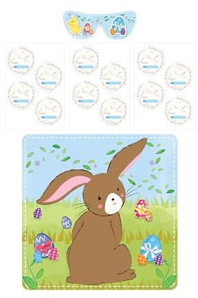 HENBRANDT Easter Rabbit Party Game Stick the Tail on the Bunny for Boys and Girls Unisex Toys Easter Egg Hunt Spring Party Games Kids Easter Activity Game