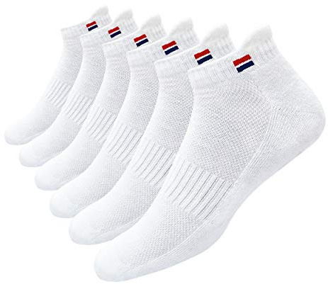 NAVYSPORT 6 par strumpor för herr och dam 35-38 39-42 43-46 i bomull | Sportstrumpor med låg vikt | DRI-WIK fuktkontroll | vadderad sula | Förstärkt häl och tå, Vit (6 par), 38/42 EU