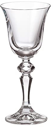 Czech Bohemian Crystal Glass Set of 6 Stem Liqueur Glasses 2oz.60ml. Falco Elegant Vintage Design Sherry Vodka Brandy Whiskey Holiday Gift Wedding Birthday Housewarming Anniversaries, Clear