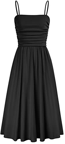 GRACE KARIN Vestito Lungo Casual da Donna Senza Maniche Tinta Unita a Vita Alta Vestito Svasato Elegante con Tasche