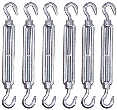 (Förpackning med 6 st) Spännare Trådspännare M8, justerbara spännkrokar och krok, repkabelspänning (6 st, M8)