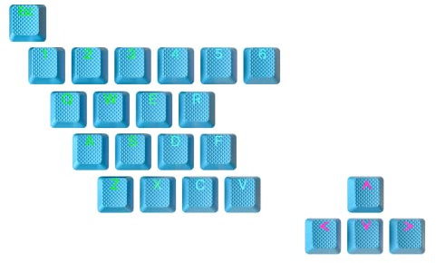 Ranked Gummi-Tastenkappen-Set | Doppelschuss Durchscheinend | OEM-Profil für Mechanische Gaming-Tastatur ( Neon Blue , 23 Tasten )