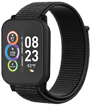 Compatible with iTech Fusion 2 / iTech Fusion 2R Watch Bands, Nylon Hook and Loop Design, Breathable and Adajustable with Quick Release Pins (Black)