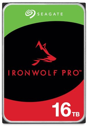 Seagate IronWolf Pro, 16 TB, Enterprise NAS Internal HDD –CMR 3.5 Inch, SATA 6 Gb/s, 7,200 RPM, 256 MB Cache for RAID Network Attached Storage, 3 year Rescue Services (ST16000NT001)