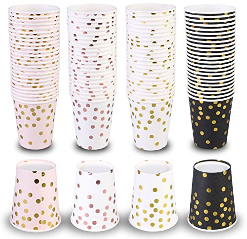 100 Coloridos vasos de papel de 250 ml, multicolor tazas de papel, tazas de fiesta, tazas de papel, vasos de papel para bebidas calientes, bebidas frías, café, cumpleaños, bodas, fiestas infantiles