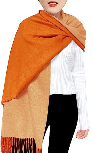 ehsbuy Bufanda de cachemira para mujer, mantones y envolturas de pashmina suaves, reversibles, largas, grandes, cálidas, gruesas, bufandas con borla para bodas, regalos de mujer