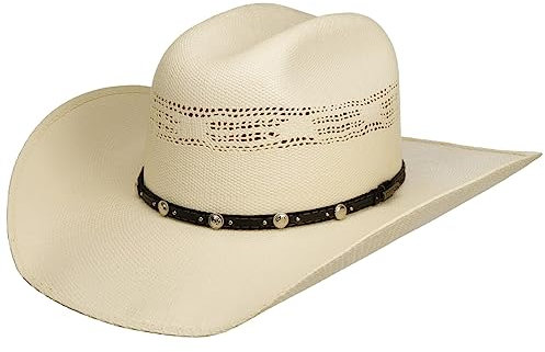 Stetson Ranson Western Vented Toyo Strohhut - Einfarbiger Hut mit Ledergarniturband - Sommerhut mit UV-Schutz 40 - Unisex - Frühjahr/Sommer weiß S (54-55 cm)