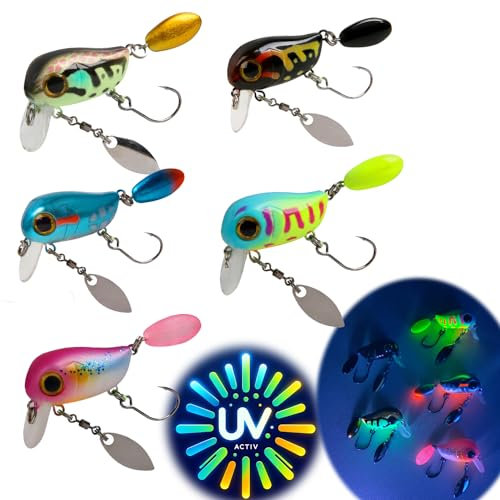 Njord Kalastus Messeneuheit 2024 Forellen Wobbler Set 5 Stück UV-Aktiv 3g (UL) 3cm Schwimmend | Wobbler Forelle Wobbler Barsch Köder Set | Forellenköder Angelzubehör Wobbler Crankbait Wobbles